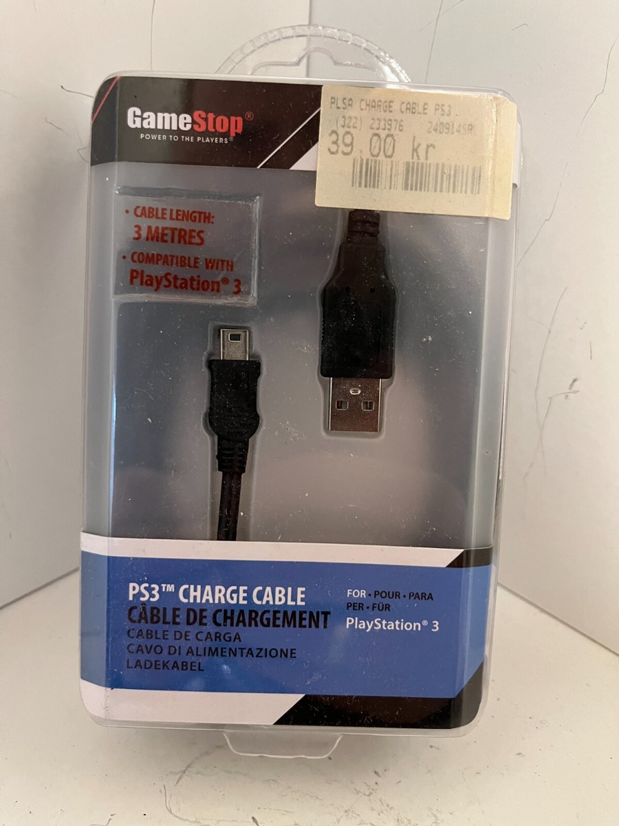 GameStop PS3 Charge Cable 3m USB to Mini-USB New Sealed PlayStation