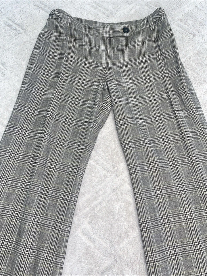 Ann Taylor Womens 6 Lined Virgin Wool Blend Dress Pants Brown Beige Yellow Plaid - Image 2 of 4
