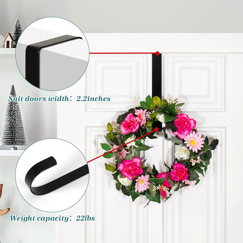 12" Christmas Wreath Door Metal Hanger Holiday Decoration Xmas Black - Picture 3 of 12