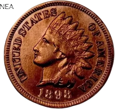 1898 Indian Head Penny Cent ~ Borderline Uncirculated AU++ Red