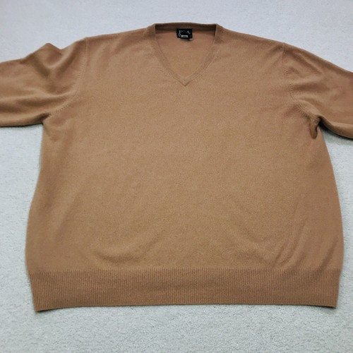 Jos. A. Bank Sweater Mens Large Beige Cashmere V-Neck Classic Neutral Grandpa - Picture 4 of 15