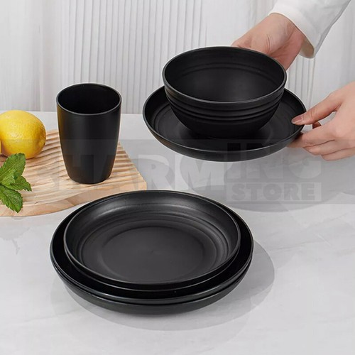 24pcs Wheat Straw Dinnerware Sets for 6, Kitchen Unbreakable Plates and Bowls - Picture 4 of 13