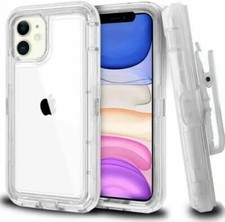 Rugged Defender Case for iPhone 13 13 Pro Max Belt clip Fits Otter Box Clear