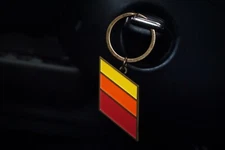 TRD Retro Stripes Keychain Badge Emblem for Toyota, Antique Brass Plated