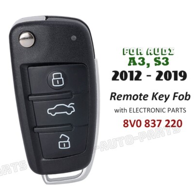 8V0 837 220 for Audi A3 S3 2012-2019 Flip Keyless Remote Control Key Fob
