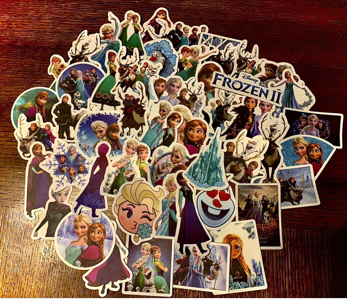 DISNEY FROZEN 50 Pc Waterproof Vinyl Stickers Decals Water Bottle Party Favors