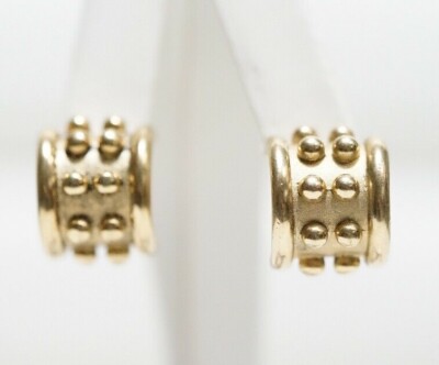 Joseph Esposito Ashley Classics - Gold Tone Half Round Double Row Bead Earrings