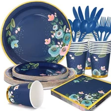 175 PCS Floral Party Supplies, Floral Paper Plates Serve 25 Guests, Floral Pl...