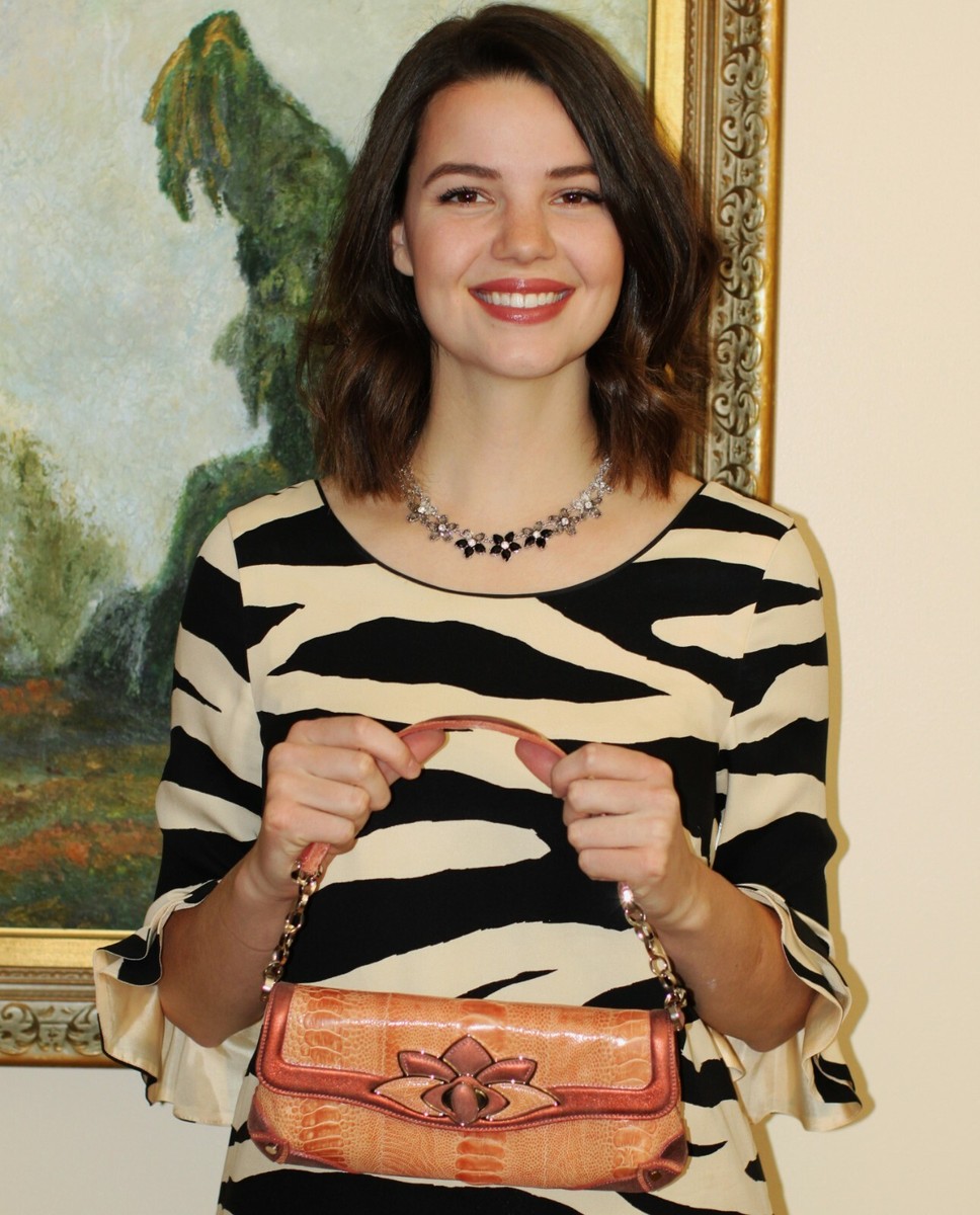 JUDITH LEIBER Salmon Rose Ostrich Leg Lux Skin Lotus Bag $6999