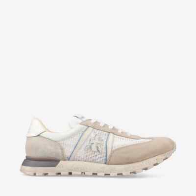 Premiata Men's Sneakers In Ivory Suede And White Mesh Art. Johnlow 6798