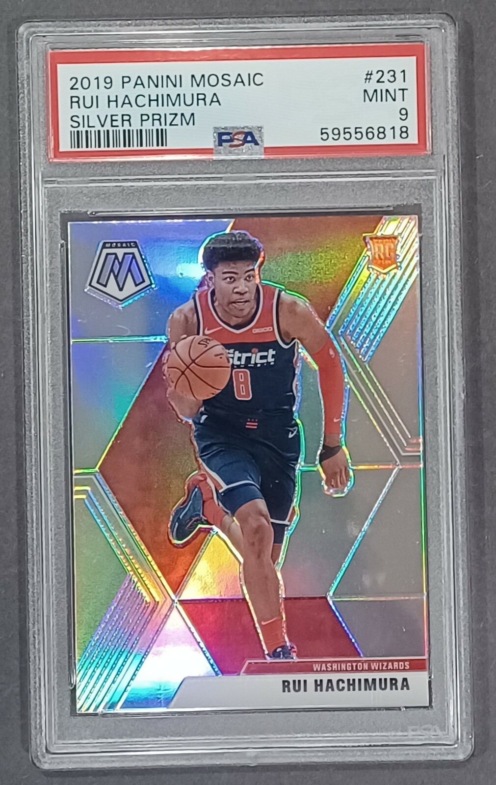 2019-20 Panini Mosaic Silver Prizm #231 Rui Hachimura Wizards Rookie PSA 9 Mint!