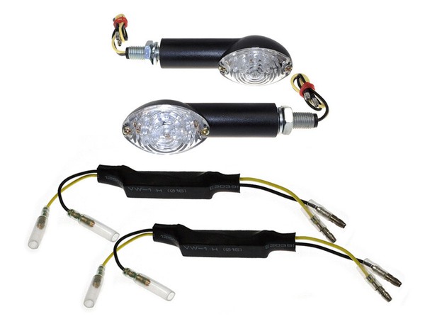 Blinker Set LED Cat Eye Mini Schwarz 40Mm E-GeprüFt + 2 WiderstäNde FüR Yamaha-image