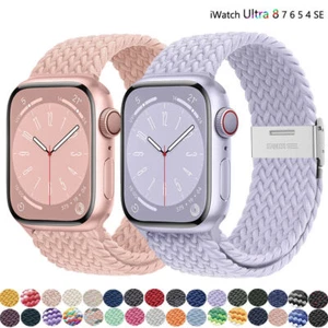 Für Apple Watch Armband Serie Ultra 9 8 7 6 5 4 3 SE 38-45 49mm Geflochten Nylon