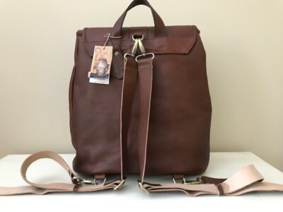 anonimo fiorentino leather backpack ANONIMO FIORENTINO LARGE LEATHER UNISEX BACKPACK IN MORO/ BROWN COLOR