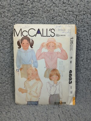 Mccalls Sewing Patterns 6883 Girls Blouse Size 10 Vintage 1979 Cut Complete