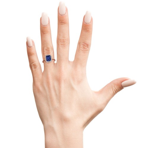 14K Rose Gold 2 1/2 Carat Tanzanite and Halo Diamond Ring - Picture 6 of 7