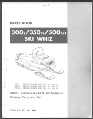 1969 - 1972 Massey Ferguson 300S 300SS 500SST Snowmobile Parts Manual 62 pages