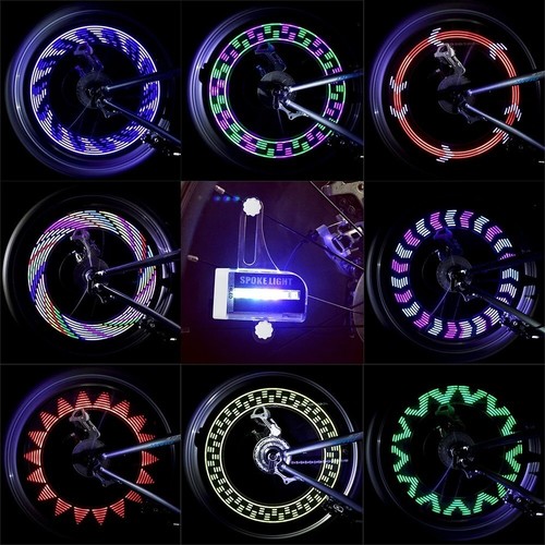 NEW Bicycle Bike Wheel Lights 14 RGB in 1 LED String Fits any Spoke Rim Tires