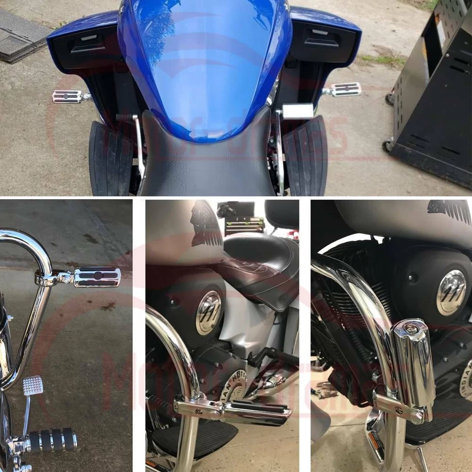 1 1/4" Cromo Protector Motor Soportes Abrazaderas Carretera Pie Reposapiés Para Harley Foto 4 de 4
