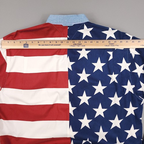 Vintage Tommy Hilfiger Shirt Men Large American Flag Patriotic USA Button Up 90s - Picture 9 of 12