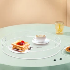 Acrylic Coffee Tea Serving Tray with Handles 15.75″ Decorative Food Storage Tray