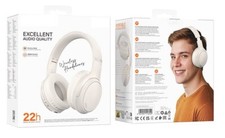 Lightweight Adjustable Headband Soundproof Bluetooth Wireless Headphones White 