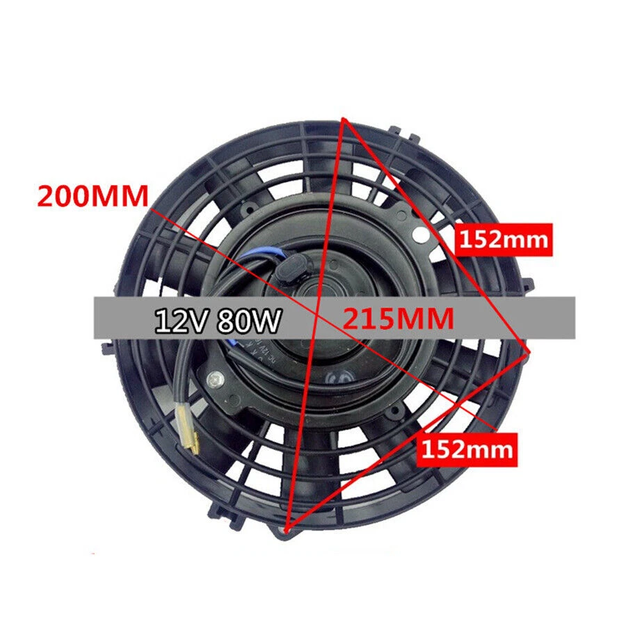 Ventilador de refrigeración universal del motor eléctrico 12V 80W para enfriador de aceite del radiador del motor EE. UU. Foto 4 de 4