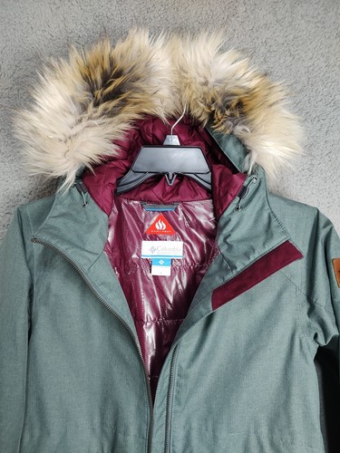 Chaqueta Columbia Mujer Pequeña Ejército Verde Piel Sintética Sudadera con Capucha Omni Calor Damas - Imagen 12 de 21
