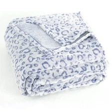 Blue Queen Leopard Throw Blanket, 90x90 Inch, Fleece, Plush Microfiber, Bed