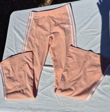 Womens Coral/pink White Stripe Adidas Flare Side Zip-Up Track Pants Medium