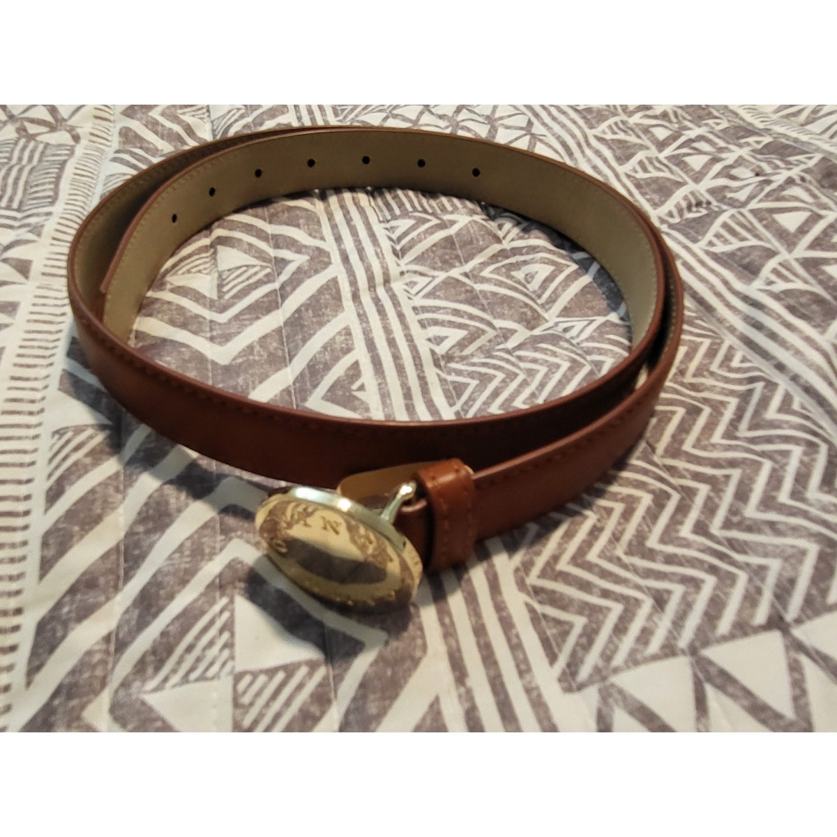 Vintage Gold and Brown Leather Belt Buckle Women main image 3