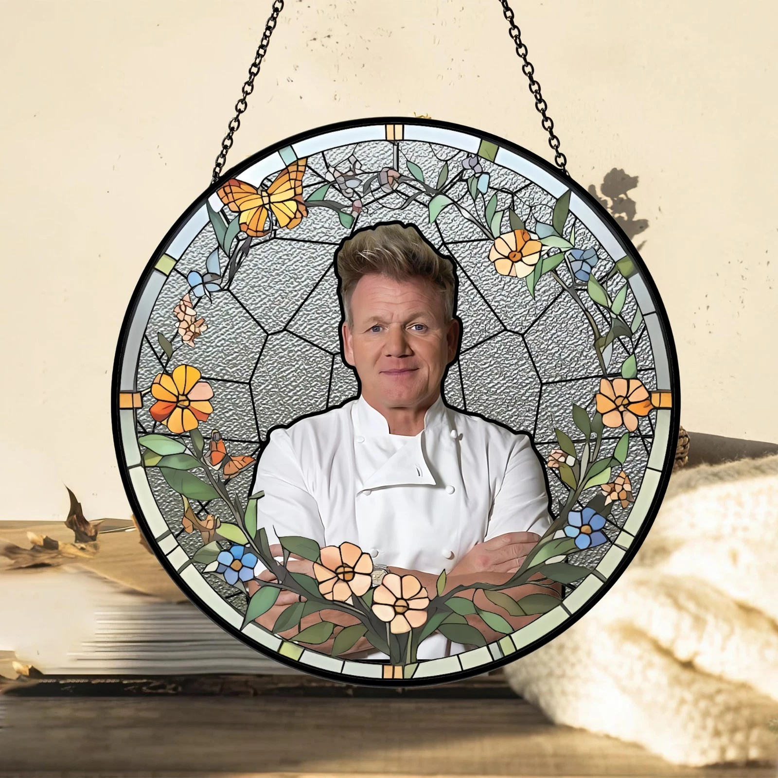 Gordon Ramsay Stained Glass Suncatcher-Home Window Hanging Ornament
