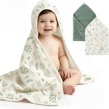 Hooded Towel for Newborn, 2 Pack Muslin Baby Bath Towel for Kids, Toddler and In