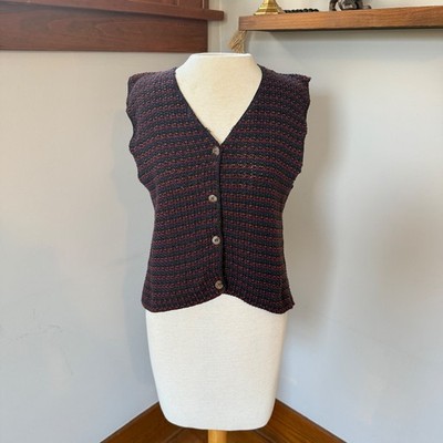 Vintage Knit Small Womens Vest 90s Dark Academia Moody Professor Gothic
