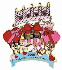 Disney Japan Store Exclusive Happy Valentine Pin 2006 Chip & Dale LE 800