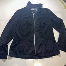 116. Chico's ZENERGY Ruched Pocket Lightweight Full Zip Black Jacket Sz 1 US M 8