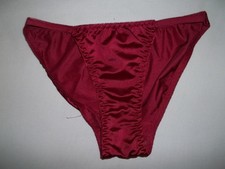 Satin string bikini panties S burgundy nwot 80s retro