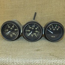 Sw Gauges 3 Vintage Gauges Black Face Bezel Volts Oil Temp Oil Pressure