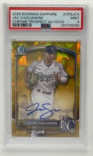 2025 Bowman Sapphire Jac Caglianone Chrome Gold Auto /50 Royals PSA 9