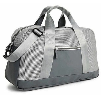 DSW Silver Gray Duffle Weekender Tote Bag Adjustable Shoulder Straps - NWOT