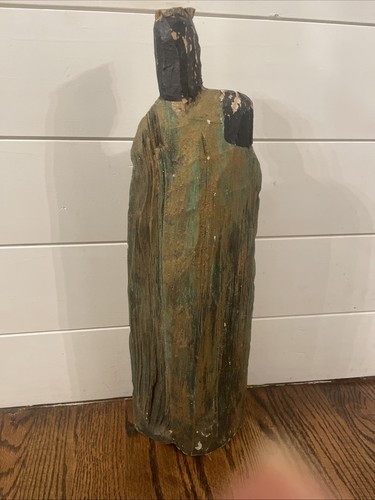 Primitive handgeschnitzte Holzstatuette, Madonna & Kind Maria Jesus bemalt Kunst - Bild 6 von 10