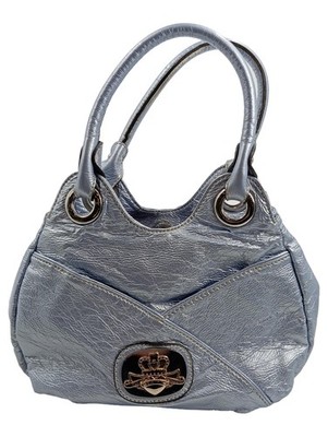 Kathy Van Zeeland Damen Henkeltasche Silber Metallic Vinyl Glamourös