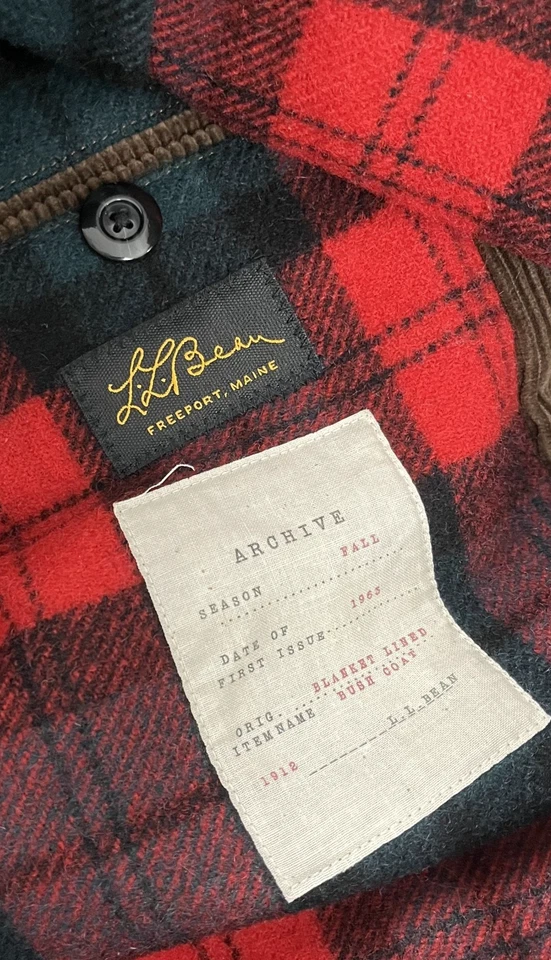 LL Bean Blanket Lined Bush Coat Mens Medium Brown Corduroy Wool Barn Field Chore - Image 2 of 4