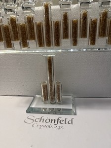 Schonfeld Crystals 24% With Gold Menorah With Original Box
