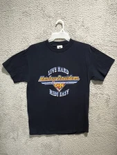 Harley Davidson Shirt Adult L Blue Las Vegas  Short Life Hard Ride Easy Cafe