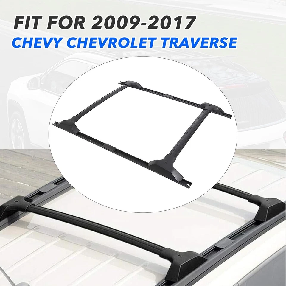Barras transversales de techo + rieles laterales para Chevy Chevrolet Traverse 2009-2017 4 piezas Foto 3 de 4