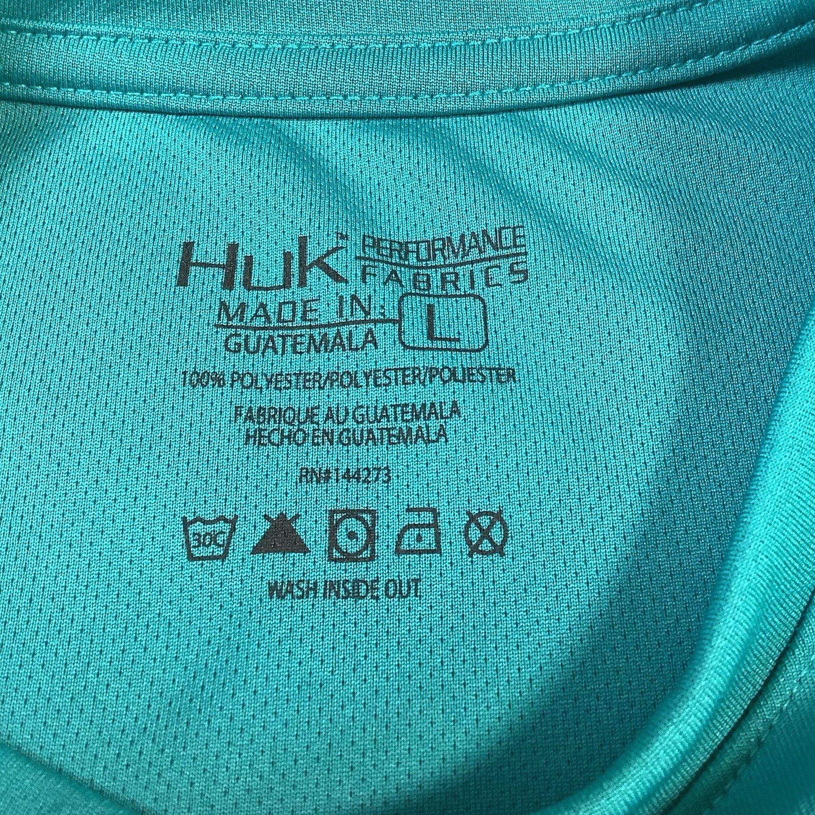 NWOT Huk Performance Fishing Shirt Mens Large Aqua Long Sleeve Pullover W