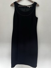 Next vintage black sleeveless Shift summer dress white stitching detail 12 Uk