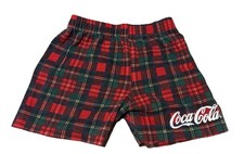Vintage Coca-Cola Kids Shorts Size 2 Plaid Lounge Pajama Red Made In USA 80s Vtg