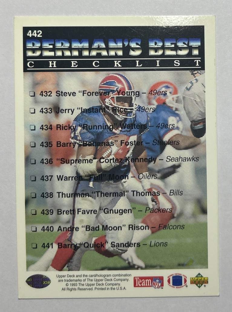 Chris Berman Signed Card INSCRIPTION "Whoop!" ESPN 1993 Upper Deck Autograph